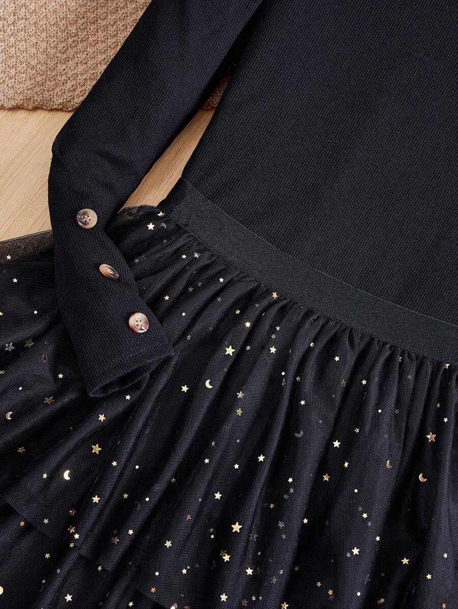 Top de cuello alto ajustado y falda de tul de malla - Imagen 4