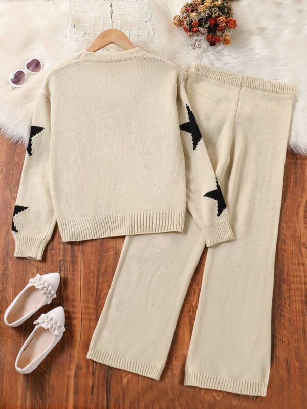 Conjunto de chaqueta de punto casual y pantalones