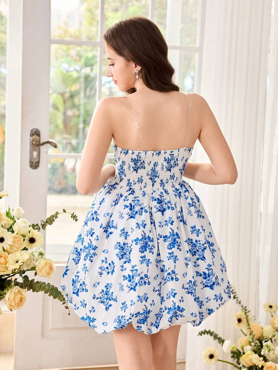 Vestido tubo con estampado floral azul - Imagen 2